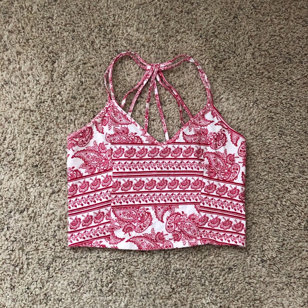 Red patterned crop top